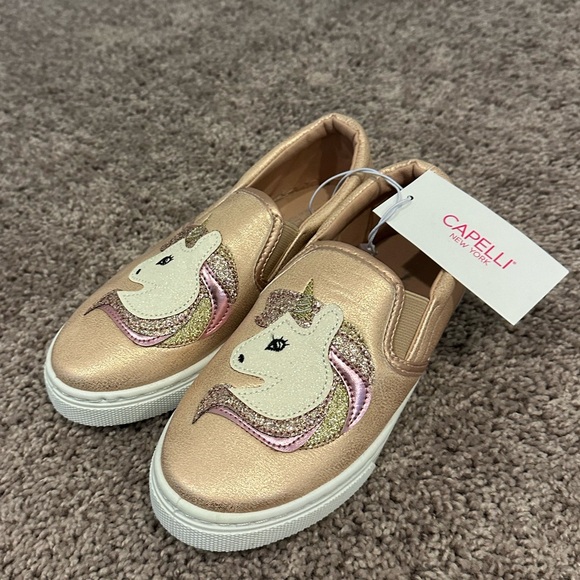 Capelli of New York Rose Gold Unicorn Slip-On Slides - Girls Size 1Y - Picture 2 of 3